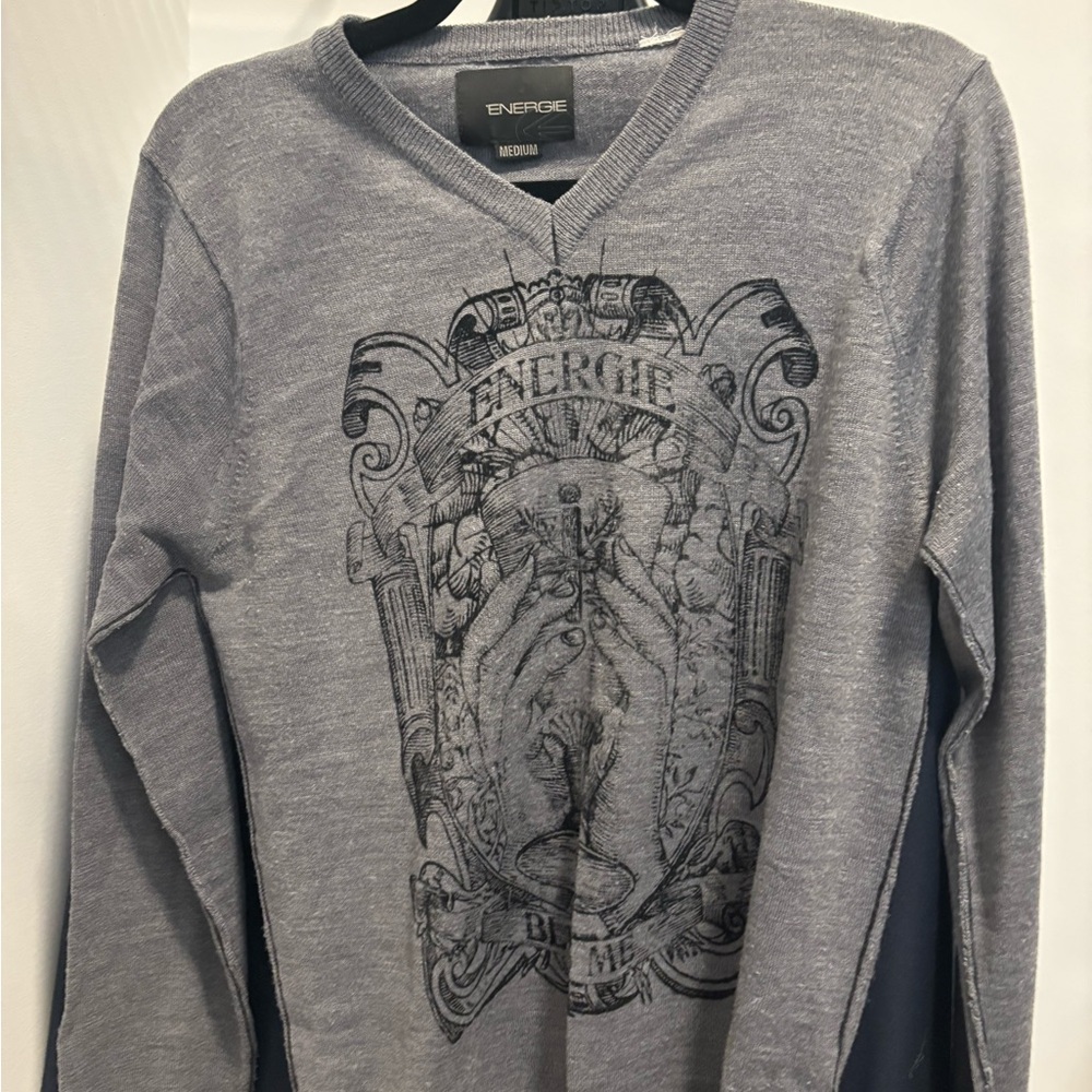 ENERGIE Gray Graphic Sweater